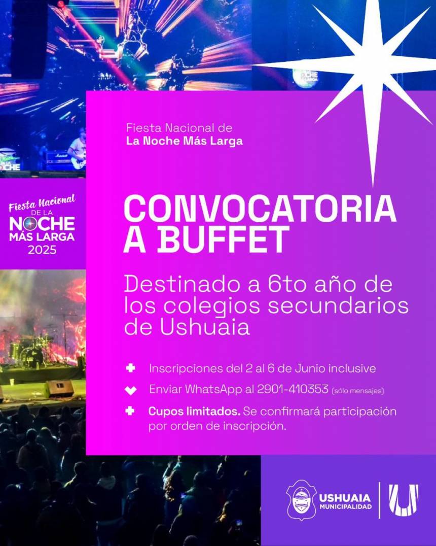 La municipalidad de Ushuaia abre la convocatoria a la gestión de buffets para la fiesta nacional de la «noche más larga».