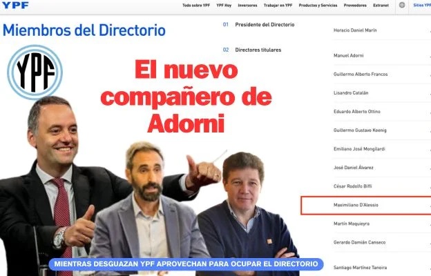 YPF: Cambios en el directorio y aparece Maximiliano D’alessio por Tierra del Fuego que pasará a ganar más de $100 millones.