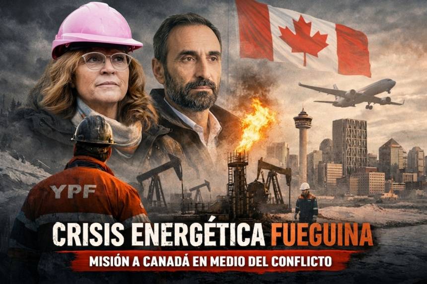 En medio de la crisis laboral por las áreas de YPF, una comitiva fueguina viaja a Canadá a buscar inversiones energéticas.