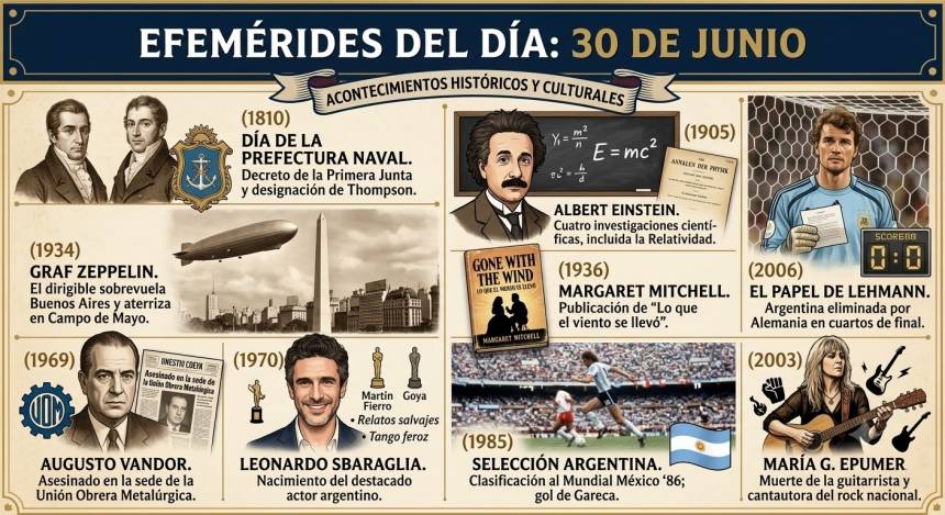 #Efemérides 30 de Junio: Un día como hoy... Recordamos los hechos que marcaron la historia.