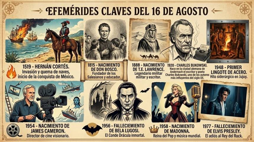 #Efemérides 16 de agosto: Un día como hoy... Recordamos los hechos que marcaron la historia.