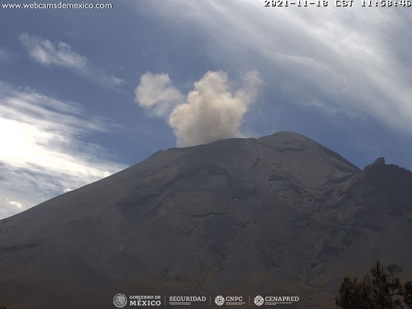 Reporte del monitoreo de CENAPRED al volcán Popocatépetl