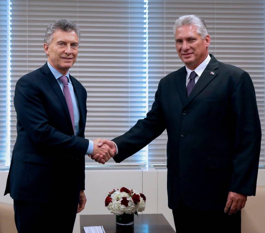 La cumbre de Macri y Díaz Canel, en 2018. Foto: Casa Rosada
