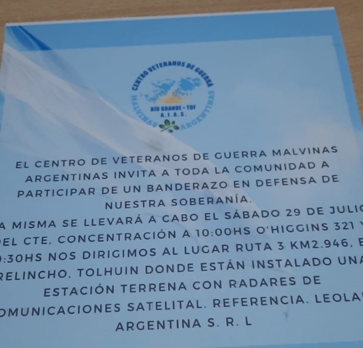 Veteranos de Guerra de Río Grande convocan acto en repudio al radar inglés en Tierra del Fuego