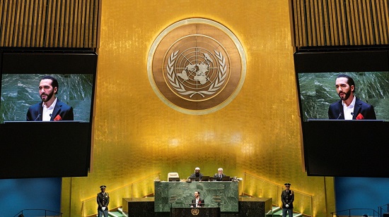 Nayib Bukele en la Asamblea General de la ONU. Foto: Reuters.