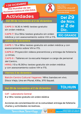 Día Mundial del SIDA: Actividades en toda la Provincia del Martes al Viernes