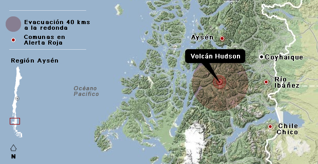 Alerta en la Patagonia por volcan Hudson