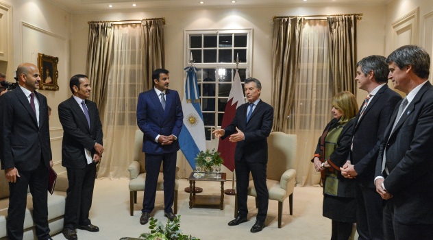 Mauricio Macri y el Emir de Qatar, Sheik Tamin bin Hamad Al Thani